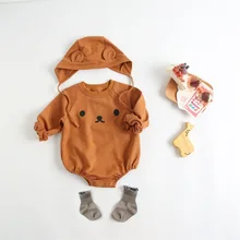 Barboteuse pour bébé, combinaison imprimée ours de dessin animé mignon pour enfants