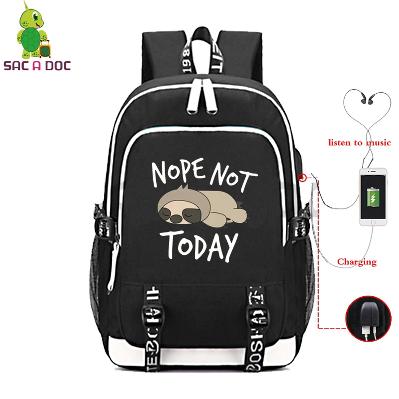 Nope Not Today, принт, для улицы, для пеших прогулок, спортивные рюкзаки, для мужчин и женщин, для путешествий, рюкзак для прогулок, Холщовый Рюкзак, школьный рюкзак, Mochila Feminina