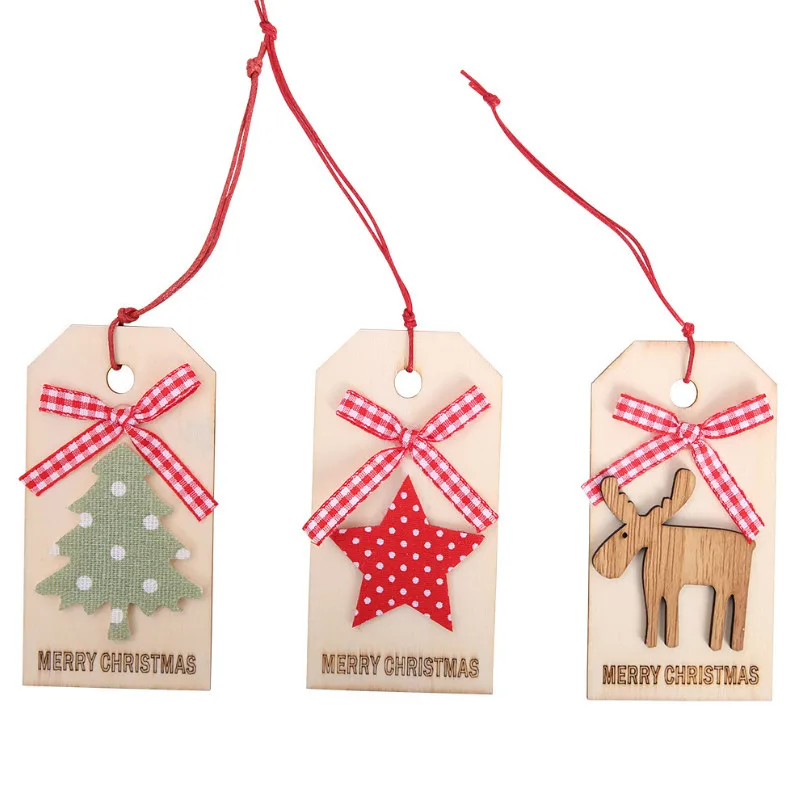 Xmas Tree Ornaments Decor DIY Wood Crafts Merry Christmas Pendant Ornaments Gifts Christmas Decorations for Home