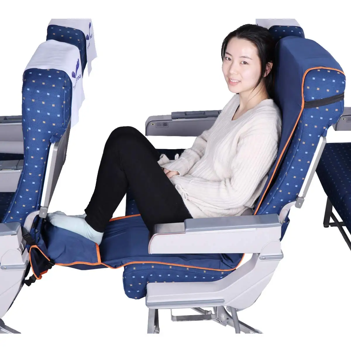 

Travel Bread Airplane Footrest Hammock, Portable Travel Footrest with Inflatable Pillows
