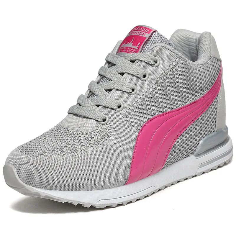 

Elevator Athletic Shoes WOMEN'S Shoes Autumn And Winter New Style Hight-top Fly Weaving Hight-top Lace-up Breathable Versitile F