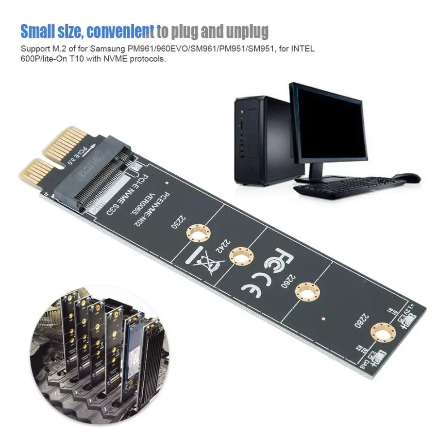 PCI-E к M.2 жесткий диск NVME адаптер Riser Card конвертер для samsung/INTEL 600 P/Lite-On T10