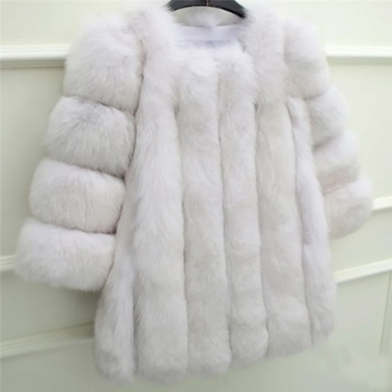 Женское короткое меховое зимнее пальто из искусственного меха размера плюс, стоячий воротник, длинный рукав, шуба из искусственного лисьего меха, весенние модные вечерние пальто