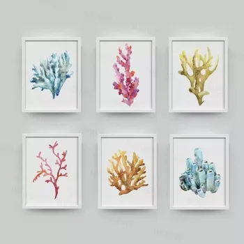 

Wall Art Coral Poster Coastal Beach Nautical Art Watercolor Picture Home Wall Decoration Posters Canvas Painting
