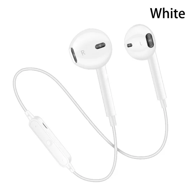 Беспроводные Bluetooth наушники с шейным ремешком, гарнитура с шумоподавлением, спортивные стерео наушники с микрофоном для смартфонов - Цвет: white
