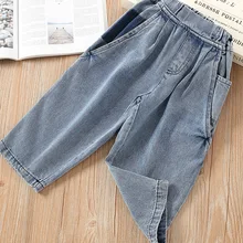 Г. Осень-зима, стиль, Детские повседневные джинсовые брюки в стиле ретро с принтом сердца для мальчиков свободные штаны для девочек, редиска