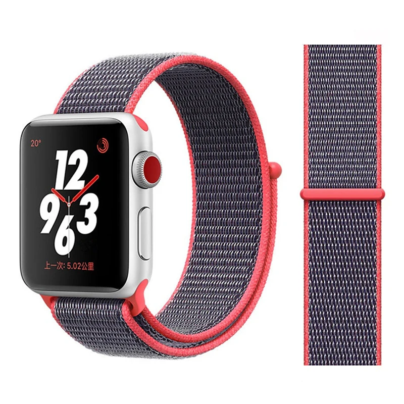 Lbiaodai Sport Loop ремешок Для Apple Watch band Apple watch 4 3 correa iwatch band 42мм 38мм 44мм 40мм браслет на руку Плетеный нейлон - Цвет ремешка: Elect pink