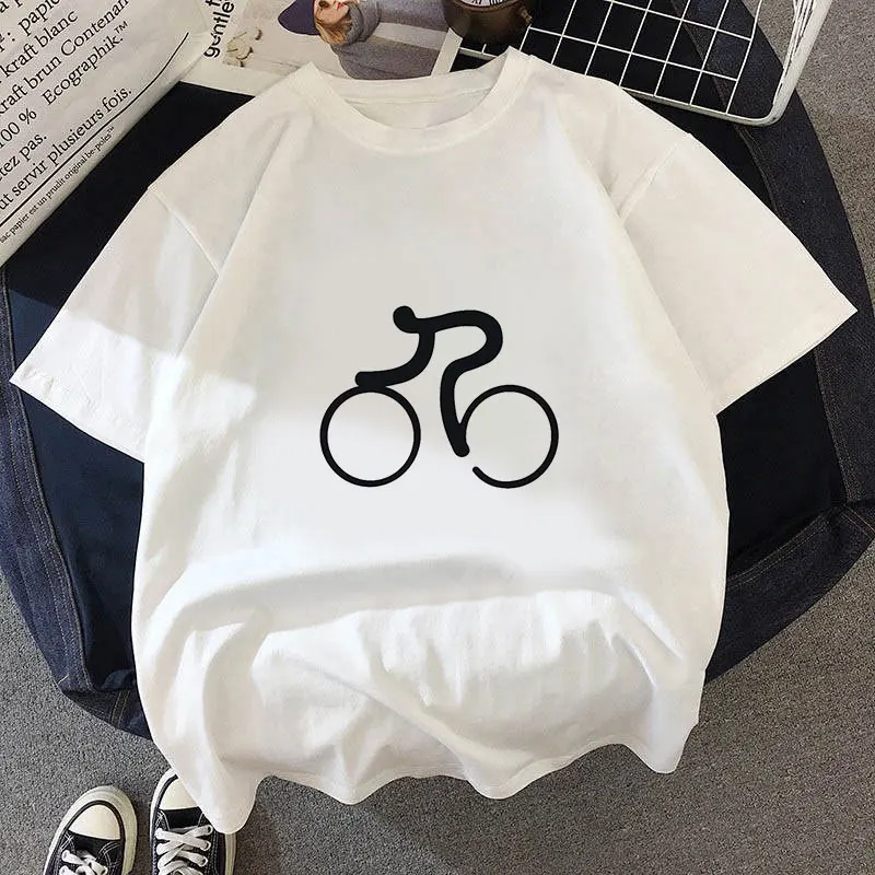 

Cute Cartoon Bike Printing Summer Casual Women T shirts Simple Short Sleeve O Neck T-shirt Fashion Ladies Shirt Tops