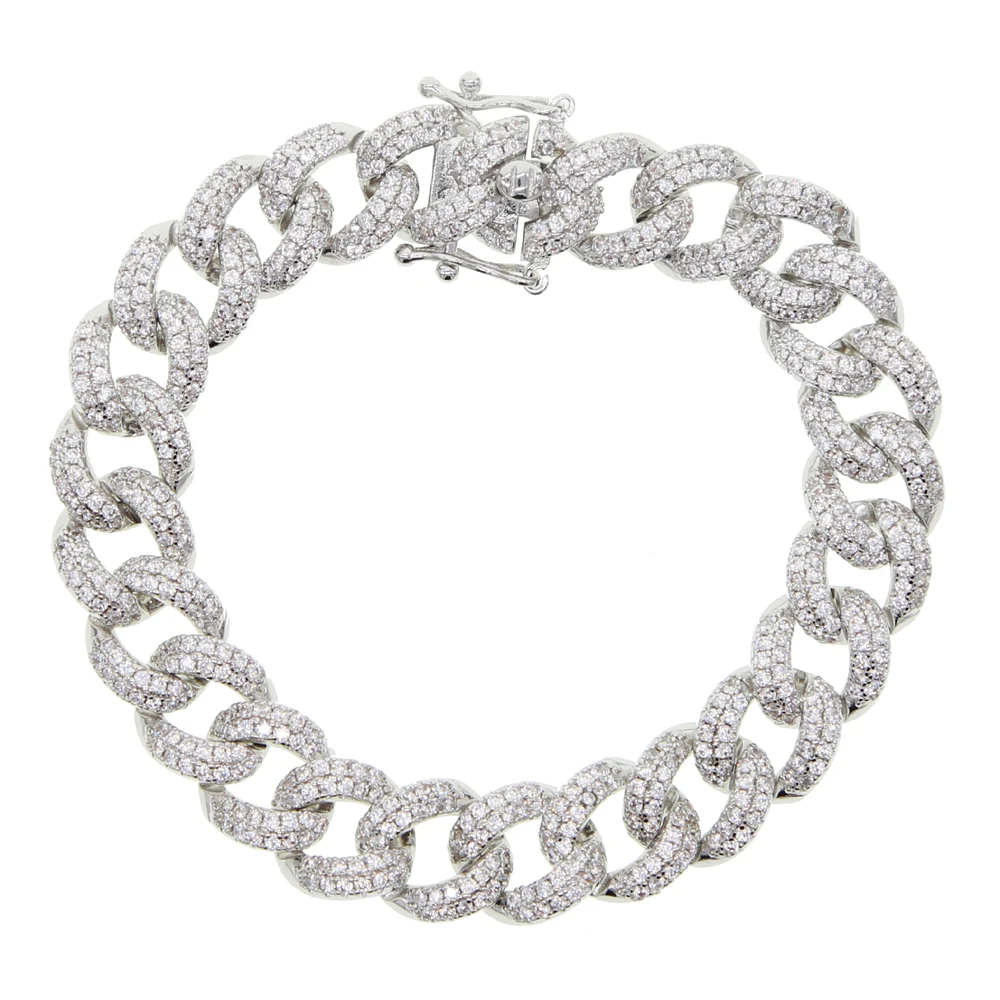 Iced Out Men's Hip Hop ice ice cubic zirconia Miami cuban Chain Bracelet with Gold Color plated Chain Jewelry - Image 4