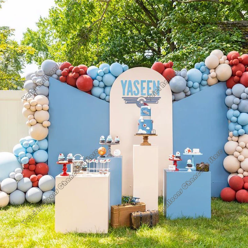 

255PCS Maca Blue Cream Peach Coral Balloon Arch Baby Shower Decorations Birthday Decoration
