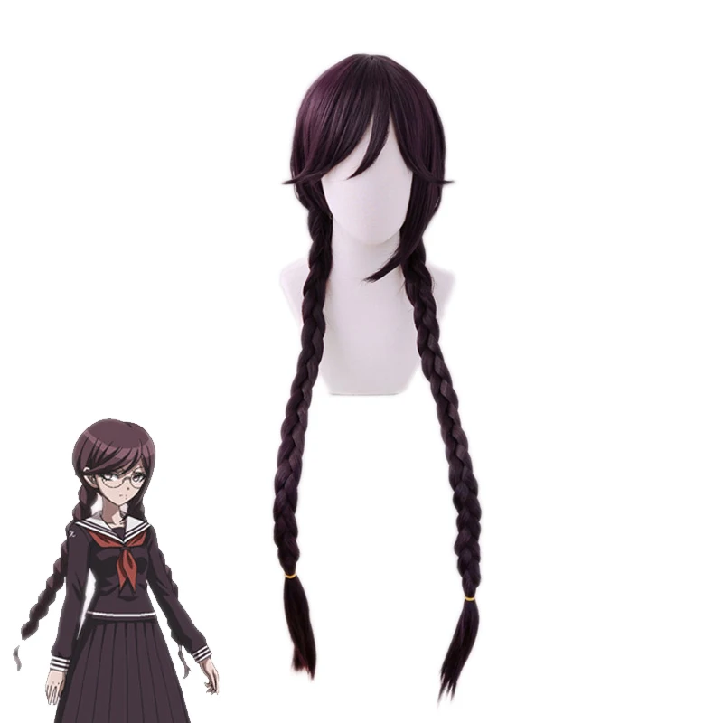 Danganronpa Touko Fukawa Toko Dark Purple Long Braids Wig Cosplay Costume Dangan Ronpa Heat Resistant Synthetic Hair Wigs