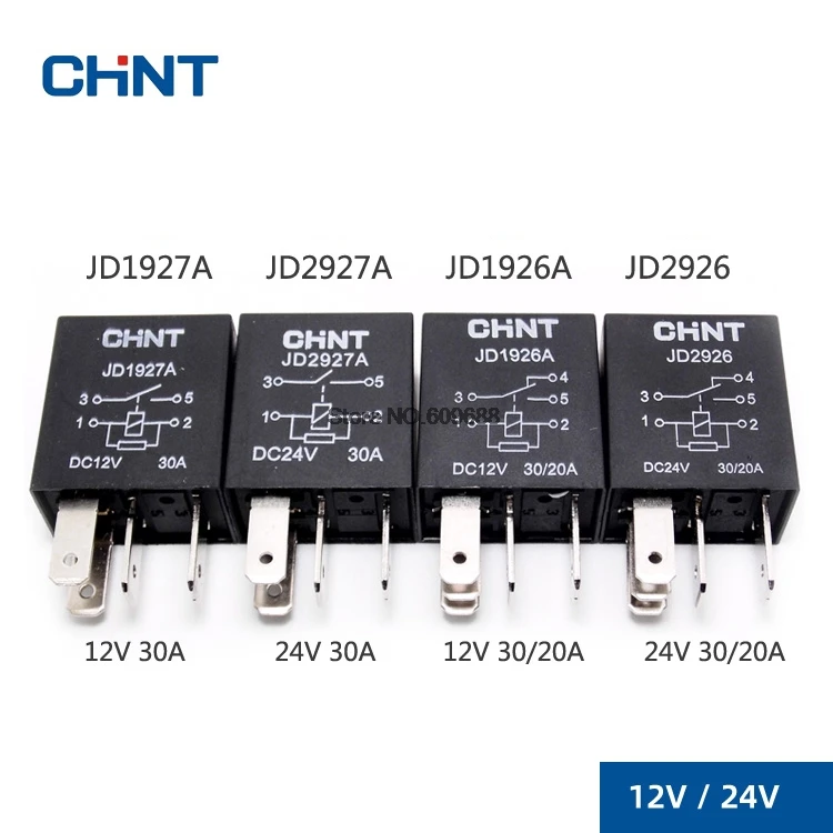 CHINT Automobile Relay JD1927A JD2927A JD1926A JD2926A 12V 24V 30A ...
