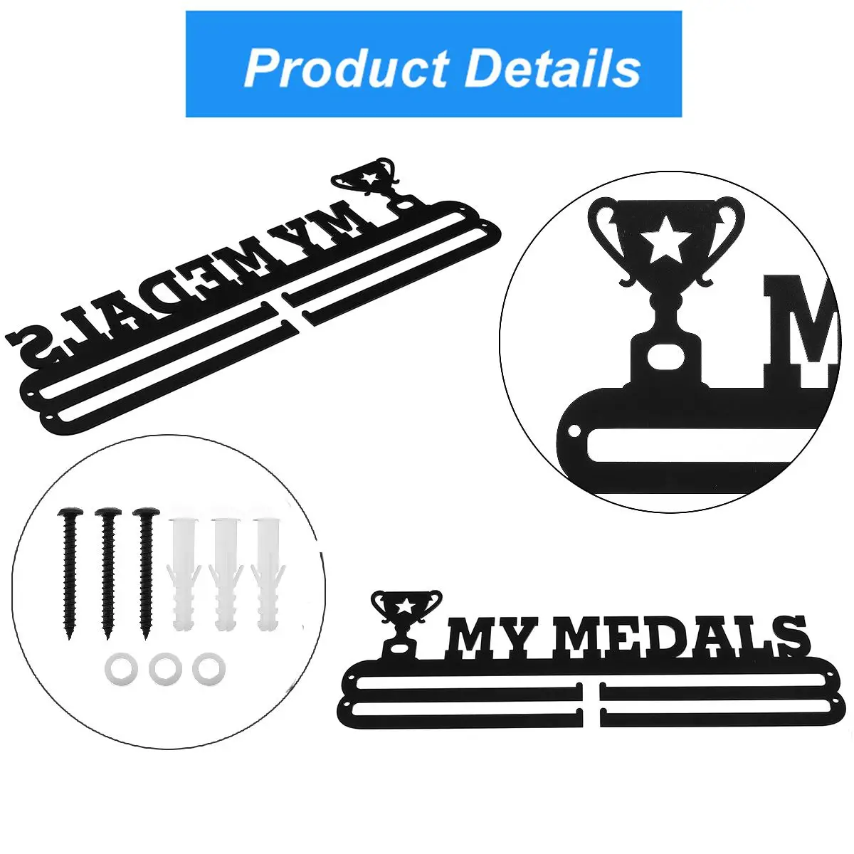 16inch Metal Steel Sport Medal Holder Hanger Display Rack Ideal For Swimming Run 