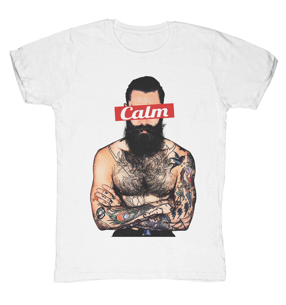 Новая футболка Fire Мужская спокойная Татуировка Борода подарок идея подростковый