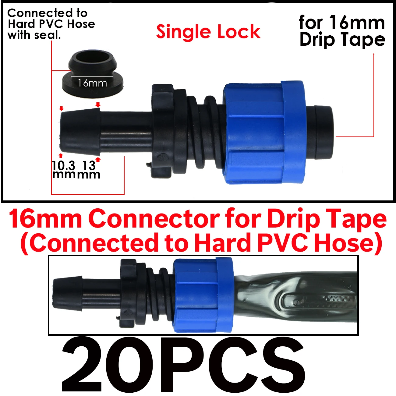 ruban goutte goutte valve connecteur verrouillage de système de serre tuyau dur en pvc