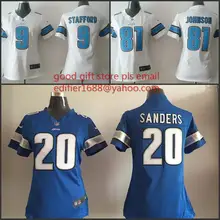 Сшитые женские футболки Detroit s ladies 9 Matthew Stafford 20 Barry Sanders 81 с вышитыми логотипами, Джерси