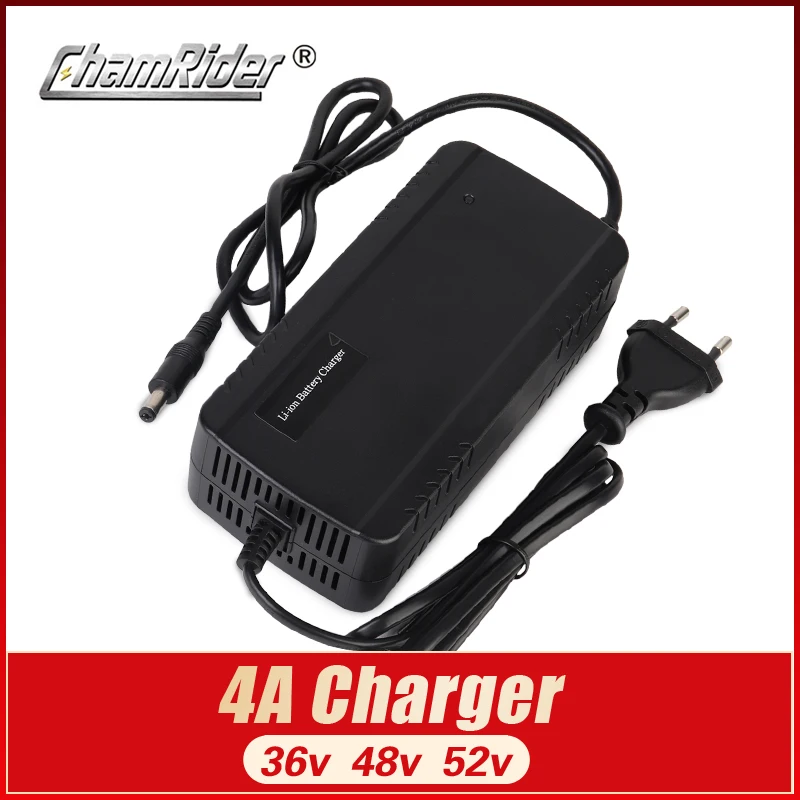 Electric Bike Charger Scooter Lithium Li-ion Battery Charger Universal Charger 36V/48V/52V Battery Charger 3 Pin XLR Male Connector DC Plug for Electric Bicycle 