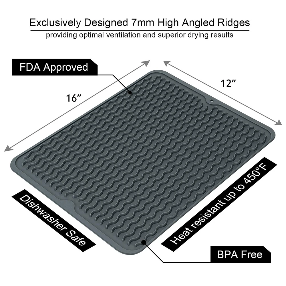 Силиконовое прямоугольное блюдо коврик для сушки термостойкая посуда прочная подушка коврик столовая посуда стол впитывающий коврик подставки для кружек