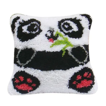 

DIY Latch Hook Kit Carpet Cushion Crocheting Rug Sewing Craft With 40 X 40cm Pillowcase -Panda/Dog/Tiger/Fish/Owl/Couple Rabbits