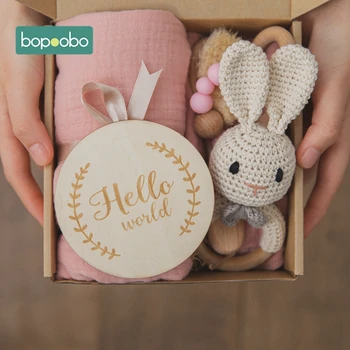 Bopoobo-Juego de juguetes de baño para bebés, manta mensual para recién nacidos, tarjetas de hitos, accesorios para fotos, producto de regalo de nacimiento, 1Set 1