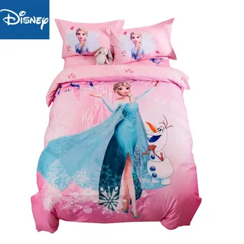 

Disney twin size frozen bedding set for girls bed decor twin duvet covers queen bedspread fitted sheet 3-5pcs free shipping pink