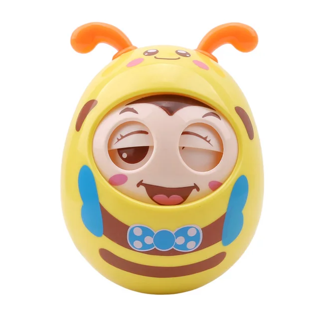 Cute Tumbler Infant Newborn Baby Roly-Poly Teether Educational Toys Multicolor Cartoon Bee Egg Wink Style Soft Safe Toy 6