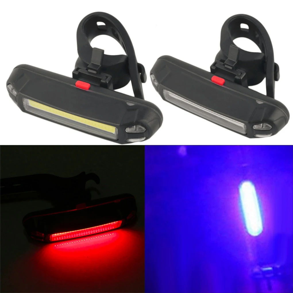 Luz LED trasera para bicicleta, lámpara potente recargable vía USB