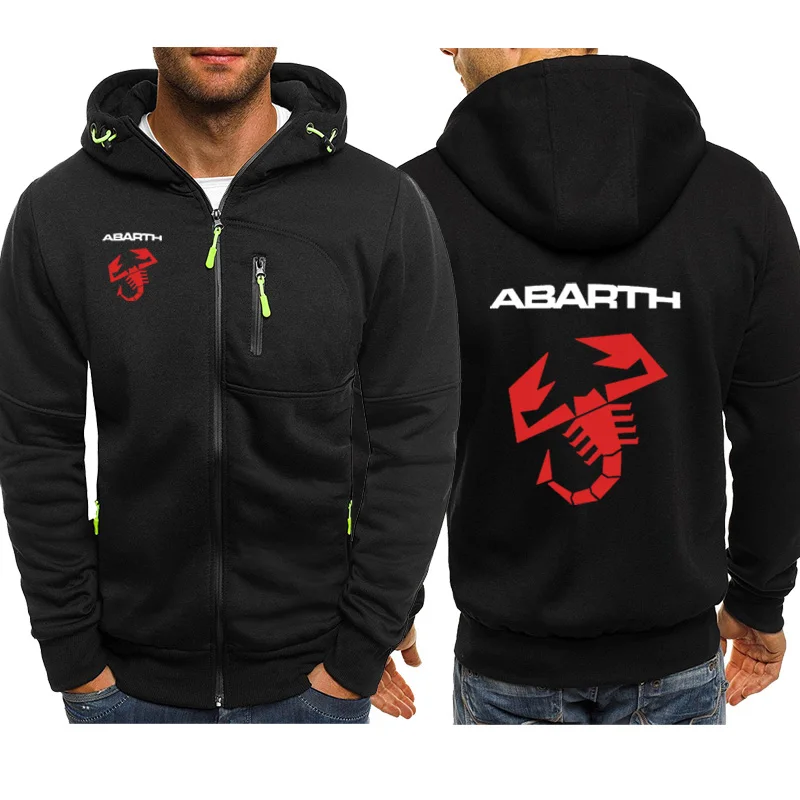 Толстовки для мужчин, автомобиль ABARTH, логотип, принт, Повседневный, хип-хоп, Harajuku, длинный рукав, толстовки с капюшоном, мужская куртка на молнии, Мужская толстовка, одежда E