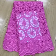 Фуксия розовая кружевная ткань tissu dentelle швейцарская вуаль кружевная ткань из Дубая нигерийская кружевная ткань высокого качества 5 ярдов