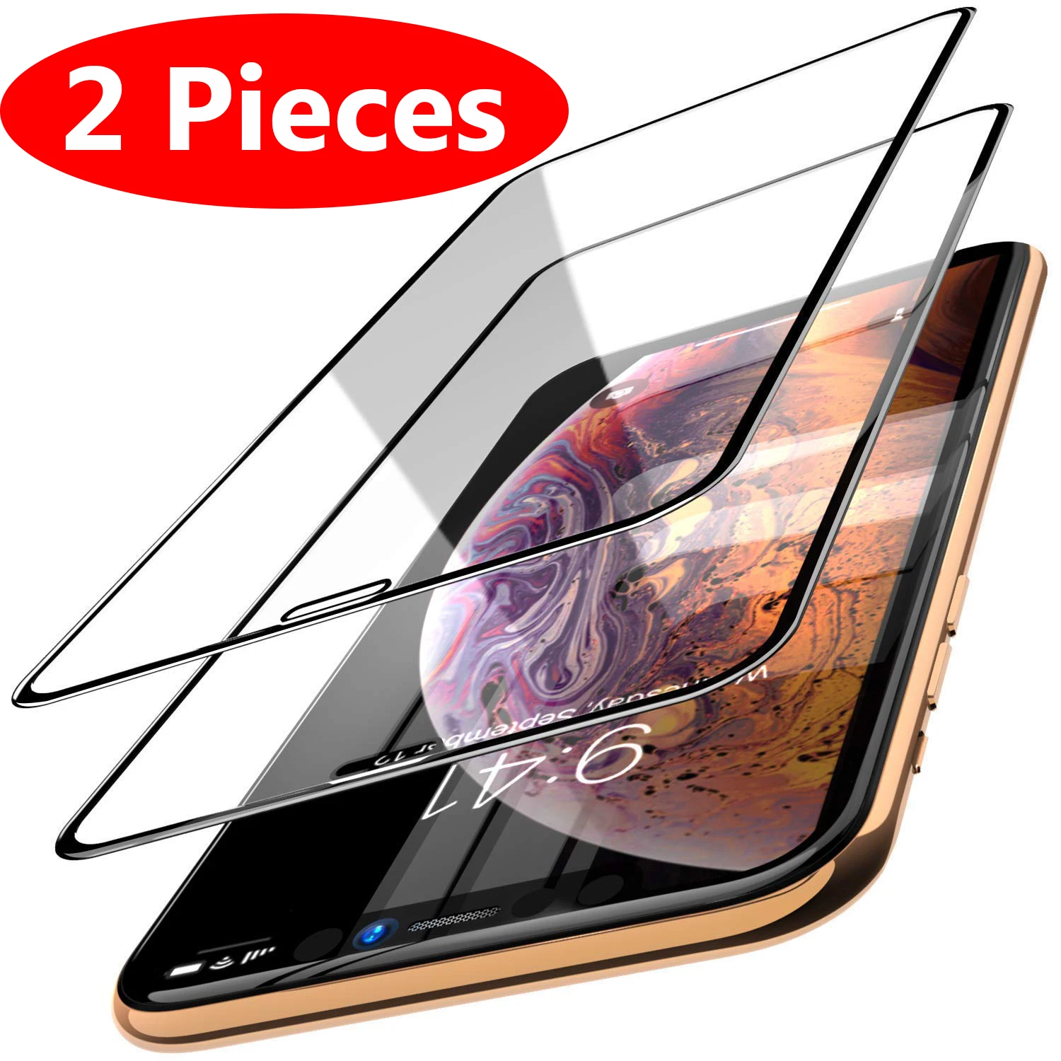 

9D 2 PCS Tempered Galss For Apple iphone 11 Pro MAX XS MAX XR X 10 Full Glue 9H Hardness Screen Film