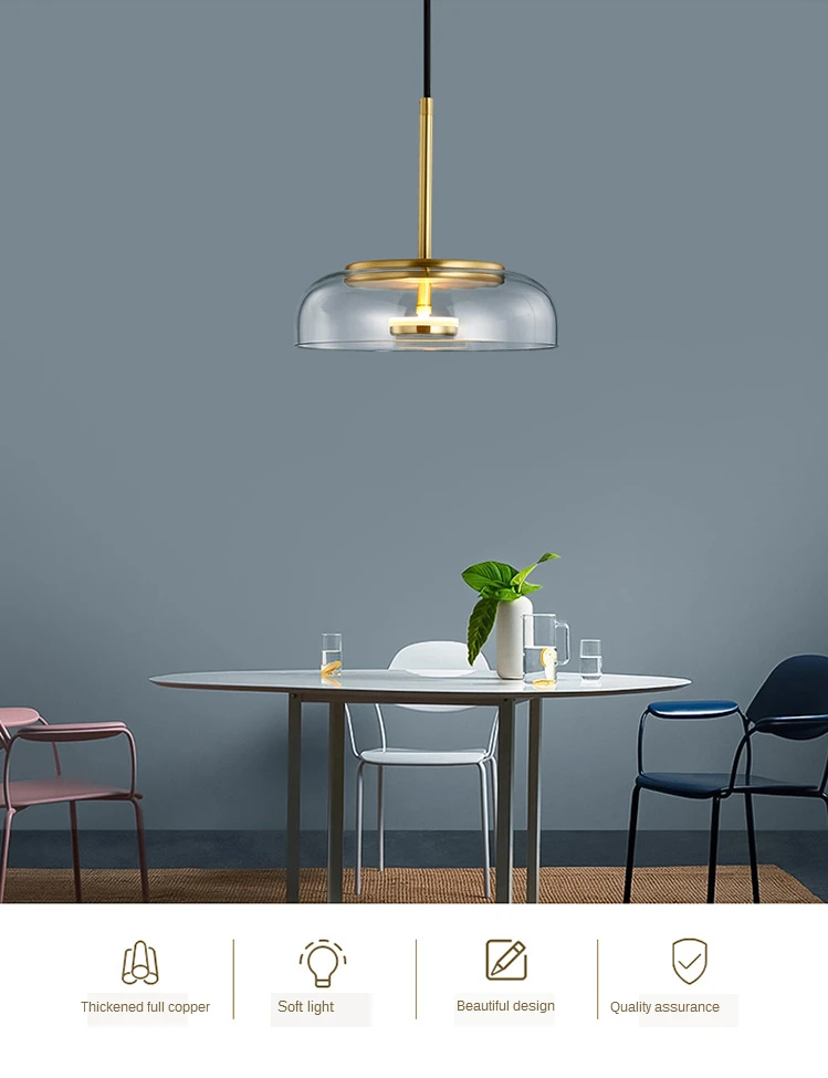 Modern Glass Pendant Lamps LED Bowl 
