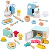 Wooden Kitchen Pretend Play Toy Simulation Wooden Coffee machine Toaster Machine Food Mixer Baby Early Learning Educational Toys 1