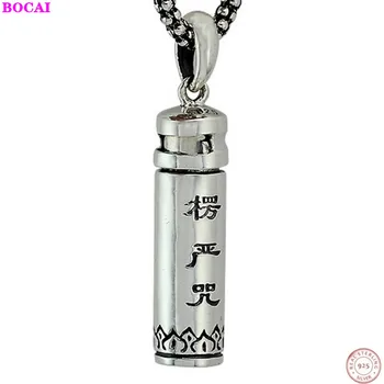 

BOCAI S925 pure silver Buddhismpendant May open Kwu box Thai silver Six character truth Pendant for men and women