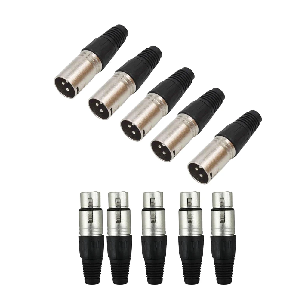 5 пар 3-контактный XLR+ Штекерный Кабельный соединитель микрофон линии с металлической Корпус