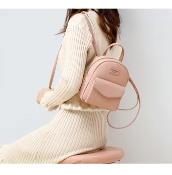 

Stylish Women's Mini Backpack Elegant Solid Color Daypack Lightweight Travel Shoulder Bag Handbag 5 Colors
