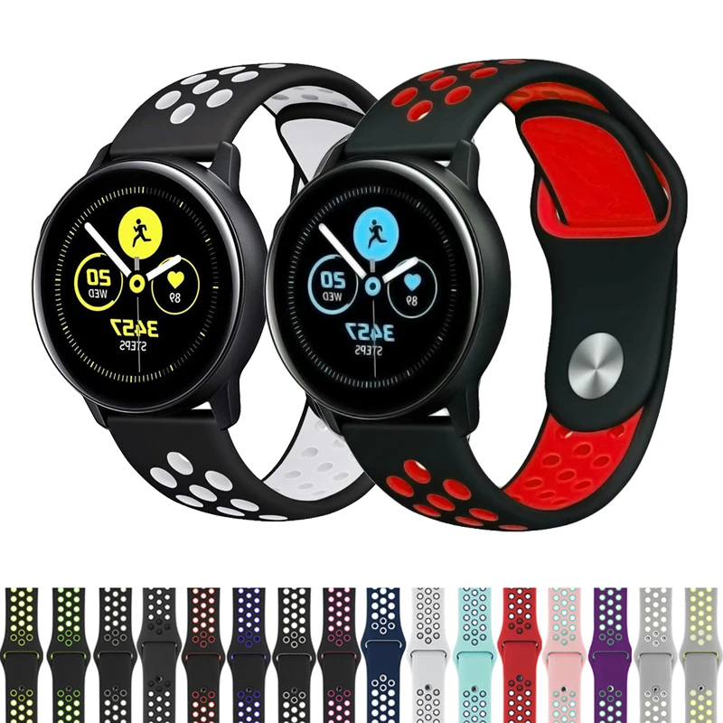 Ремешок для часов 20 22 мм мягкий силиконовый ремешок Samsung Galaxy Watch 42 Active 2 40 44 Gear S2 S3