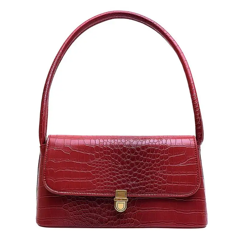 Новые винтажные квадратные сумки из кожи аллигатора, популярные дизайнерские сумки, женские Сумки из искусственной кожи, Ретро стиль, сумка для покупок на плечо, элегантные сумки - Цвет: Red