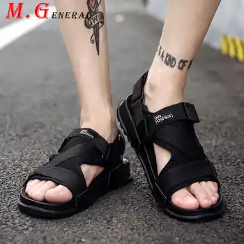 

Breathable Open Men's Summer Shoes Man Black Casual Platform Sandals Soft Comfortable Men Slippers Outdoor Beach Mens Shoes C22