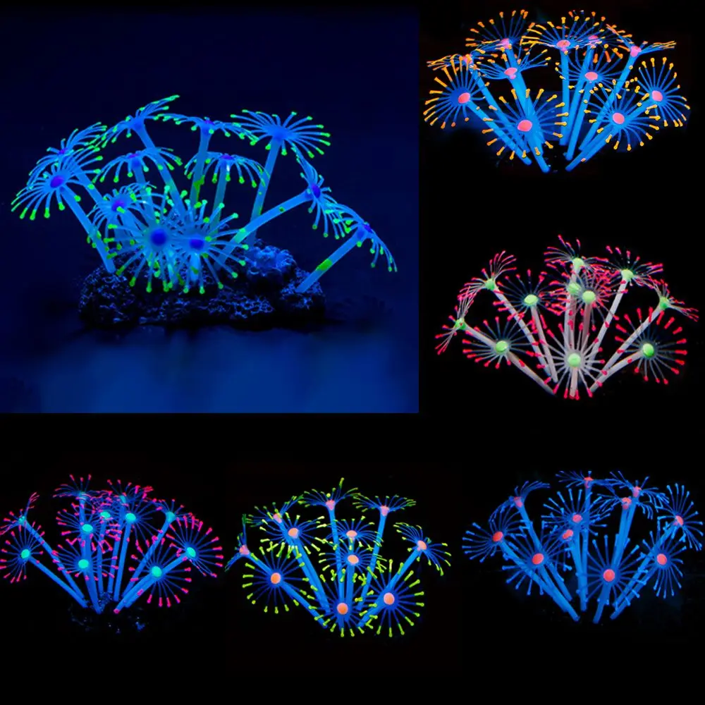 11 листьев силиконовые светящиеся искусственные растения для аквариума аквариумные коралловые растения Декорации для аквариума аквариумный Декор Аксессуары