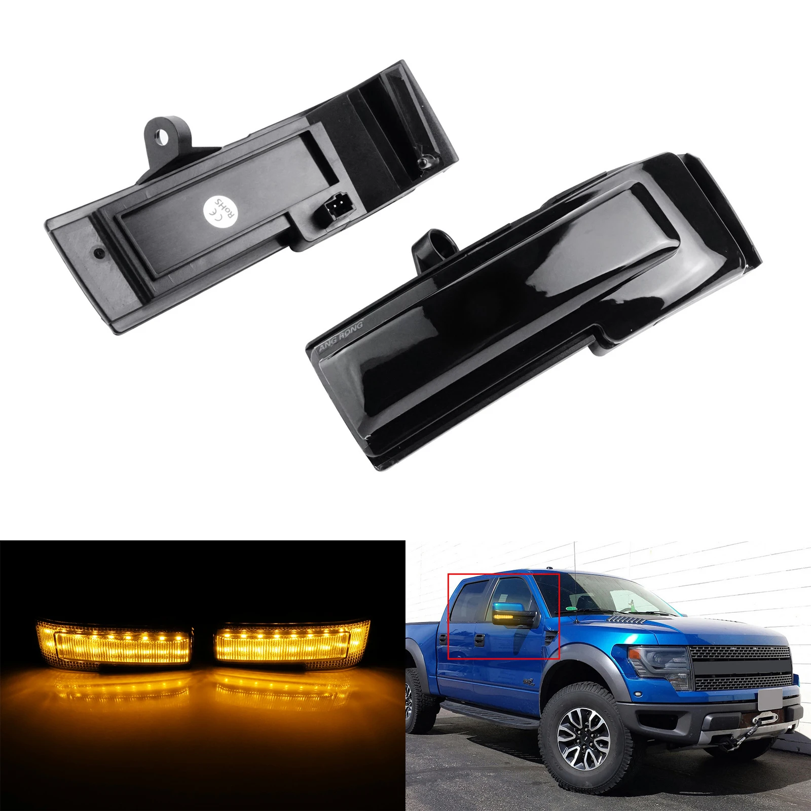 Pair For 20152021 Ford F150 Smoked Lens Side Mirror Turn Signal LED Light Amber AliExpress