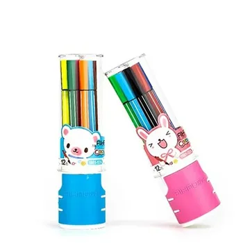 

New Arrival Brand bulletheaded Lovely Children Color Pen Washable Color Pen for Drawing 12pcs/lot Free Shipping
