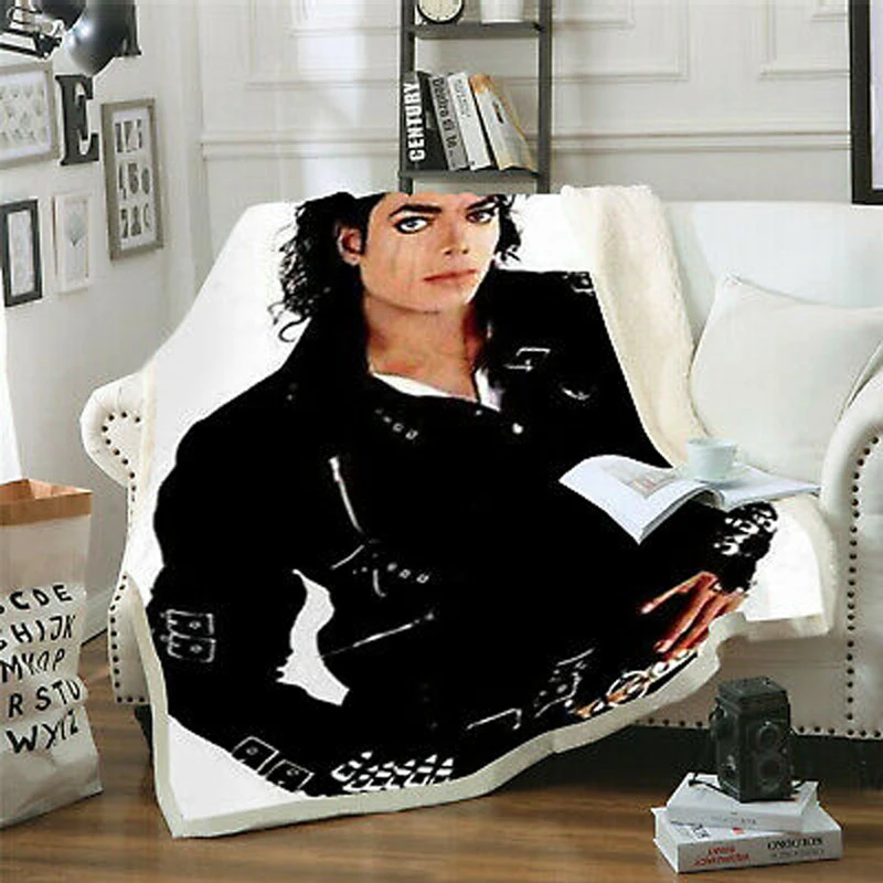 Michael Jackson 3d printed fleece blanket for Beds Hiking Picnic Thick Quilt Fashionable Bedspread Sherpa Throw Blanket style-7