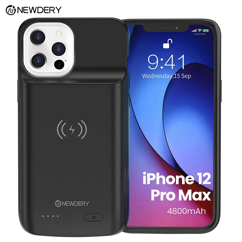 NEWDERY Battery Case For iPhone 12 Pro Max 4800mAh Qi Wireless Charging Case  For iPhone 12 Pro Max 6.7 Inch Black|Battery Charger Cases| - AliExpress