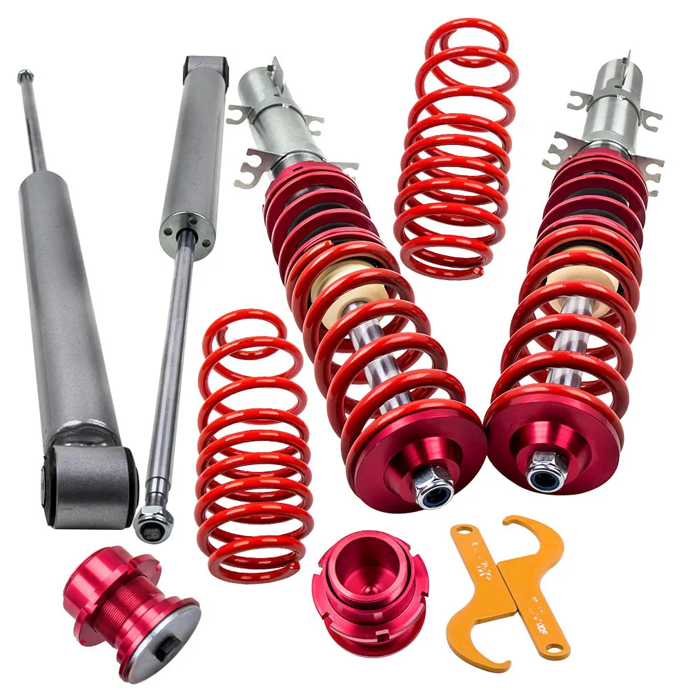 

4pcs Adjustable Coilovers Coil Springs Suspension for Shock Strut for Audi A3 VW Golf MK4 Seat Leon Skoda 1.8T 1.9 TDi 2.3V5
