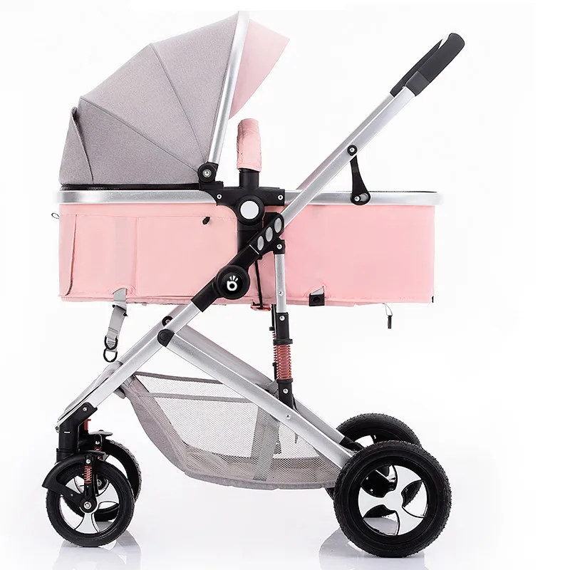 Steel 4Rubber Pink Многофункциональная Регулируемая легкая Роскошная детская коляска 3 в 1, складная переносная коляска для мамы, розовая коляска для путешествий - Цвет: Steel 4Rubber Pink