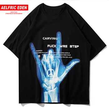 

Aelfric Oversized T Shirt Men Hand Print Streetwear Harajuku Short Sleeve Tshirts 2020 Summer Cotton T-shirt Male Tops Black