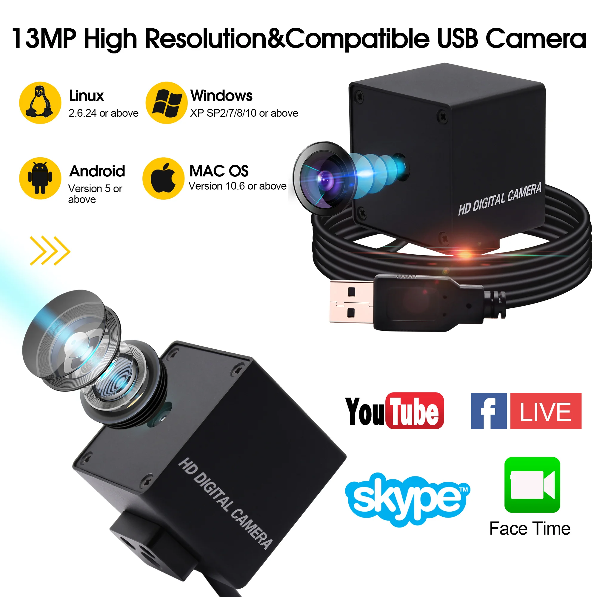 13MP MJPEG 10fps 3840x2880 Sony IMX214 USB камера с автофокусом 42*42*36 мм мини Чехол|Камеры