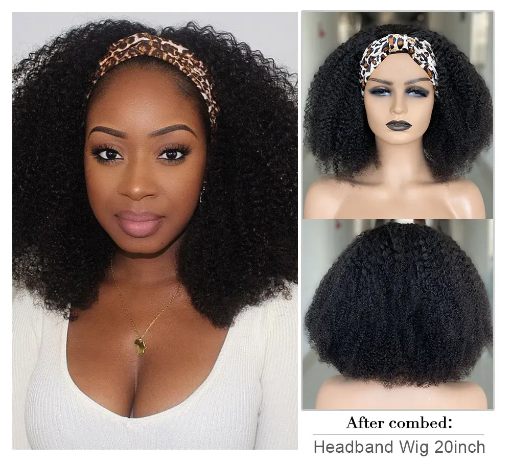 alleen schijf Dusver Lijmloze Afro Kinky Curly Human Hair Pruik met zijden hoofdband – What  Naturals Love. NL