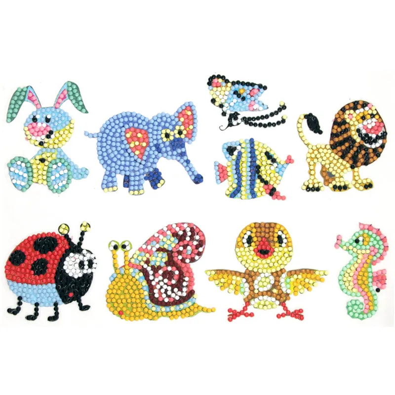 9pcs Hewan 5d Lukisan Berlian Stiker Mini Pola Diamond Mosaik Bordir Cross Stitch Stiker Anak Anak Hadiah Piala Pesan Decor Berlian Lukisan Cross Stitch Aliexpress