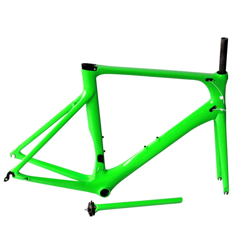 EARRLL carbon Bicycle road frame Di2 no logo yellow Mechanical pink racing bike carbon fixed gear bicycle framest carbon - Цвет: Светло-зеленый